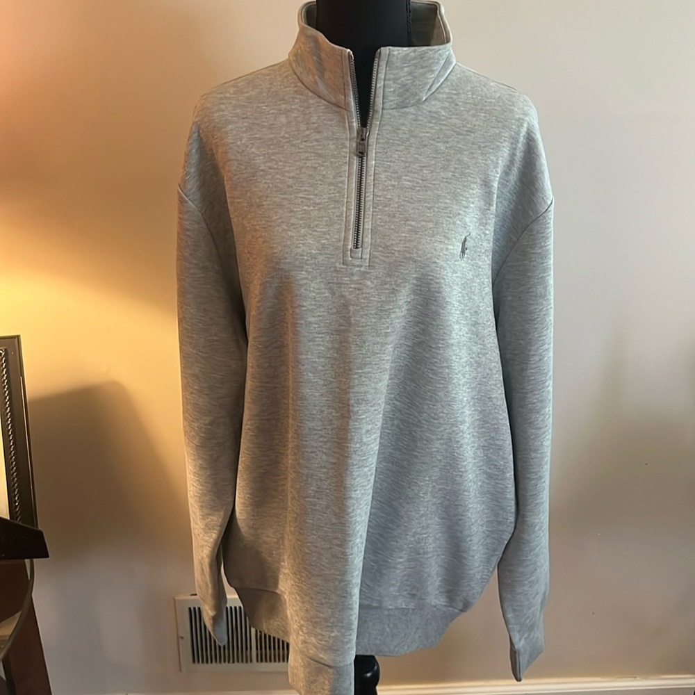 Ralph Lauren Polo sweat shirt-XXL -TTG-gray-polyester & cotton, NWT